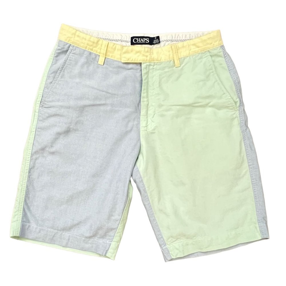 Vintage Chaps RL Chino Shorts Mens 30 Colorblock Oxford Preppy Coastal Retro